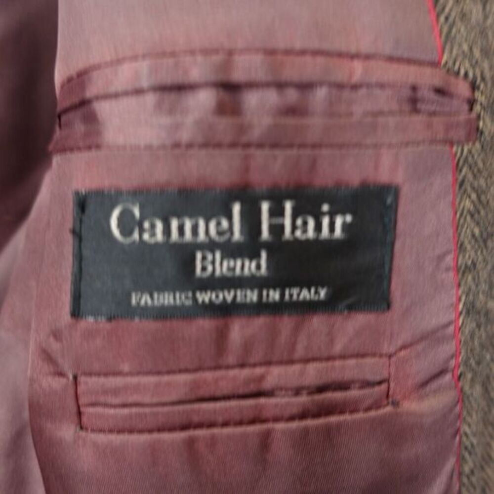 Italian Camel Hair Herringbone Tweed Sport Coat Mens 42R Brown Classic CHERESKIN - Picture 4 of 16